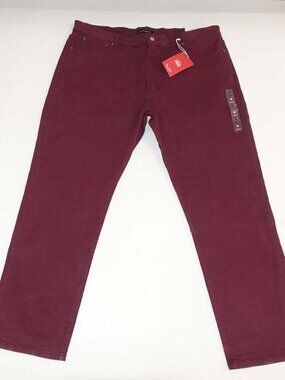 Lucky Brand Men's 410 Athletic Straight Jeans Size 42 x 32 NWT Maroon Red Denim
